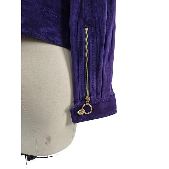 Carlisle 100% Suede Moto Jacket Purple with Gold Hardware Sz 12 Gorgeous - Picture 5 of 6